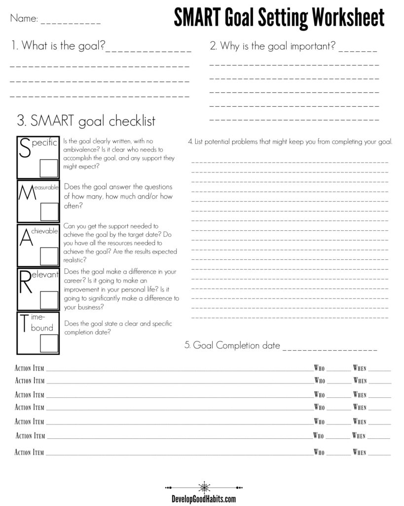 4 Free Goal Setting Worksheets â Free Forms, Templates And Ideas